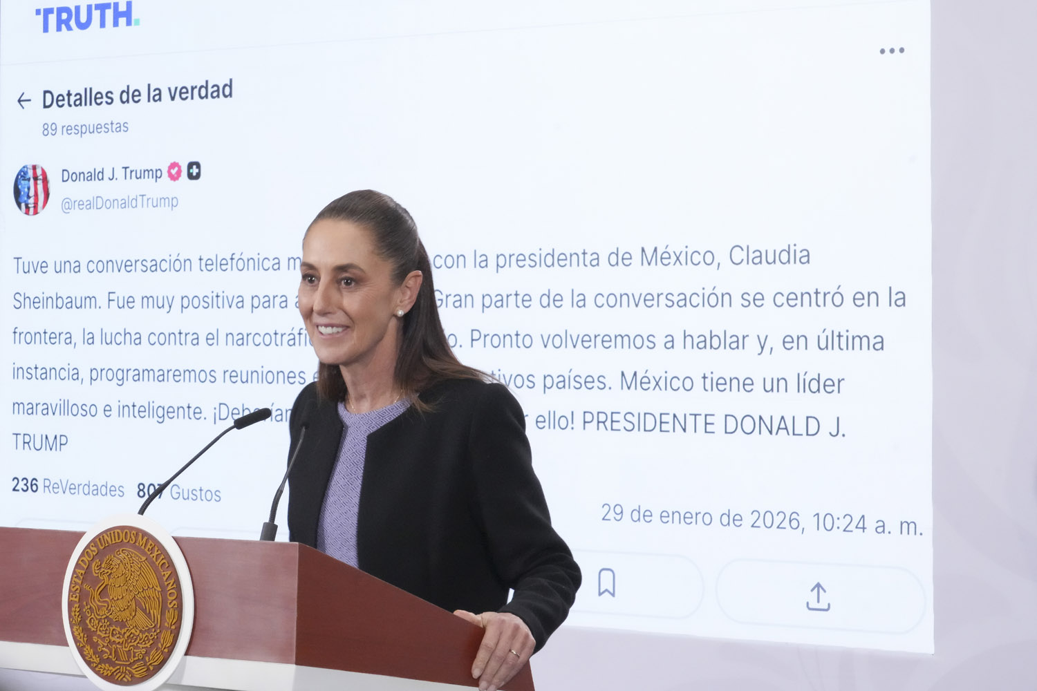 Claudia Sheinbaum califica de «productiva y cordial» su conversación telefónica con Donald Trump