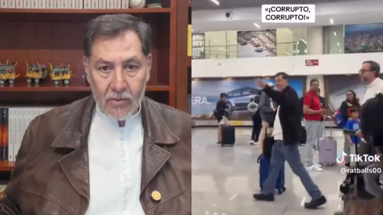 Fernández Noroña tilda de “fascistas” a pasajeros que lo encararon en el AICM